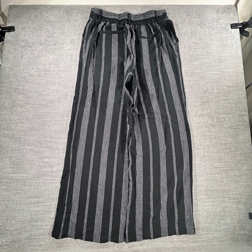 A New Day Wide Leg Pants Womens Large Black White Striped Excellent Coastal